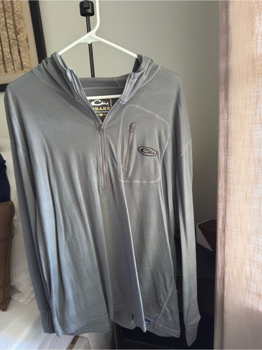 Drake Waterfowl Men's Gray Performance Hoodie Sweater